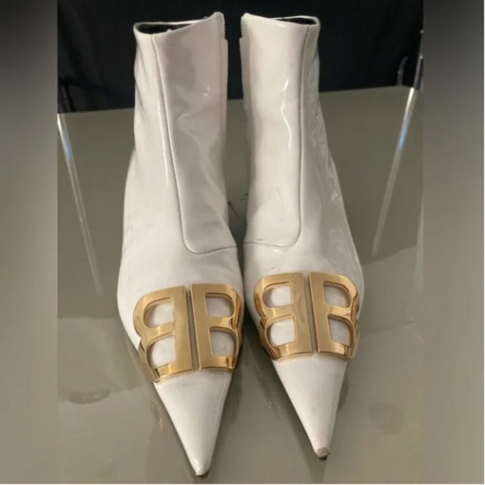 Balenciaga BB Knife Patent Booties size: 37